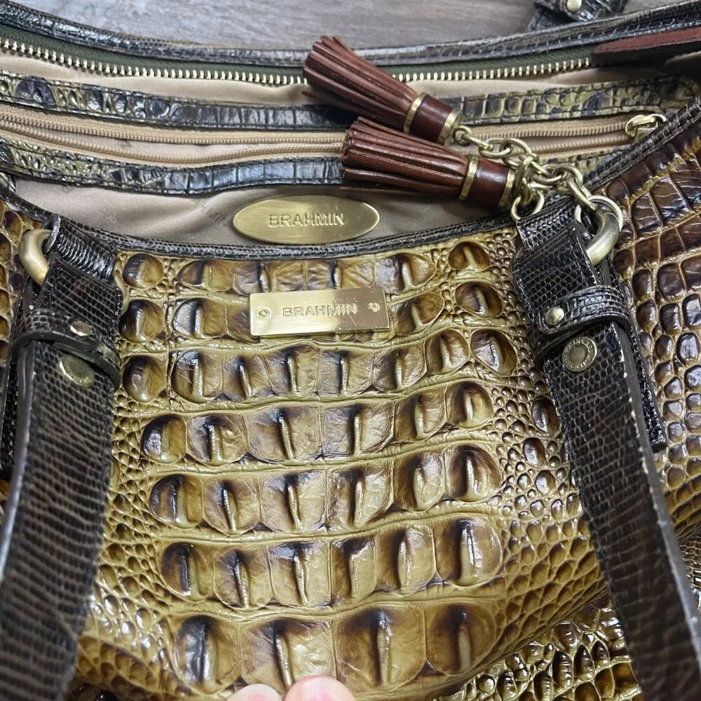 Brahmin Gold Medium Asher Tote Croc-Embossed Leather 16